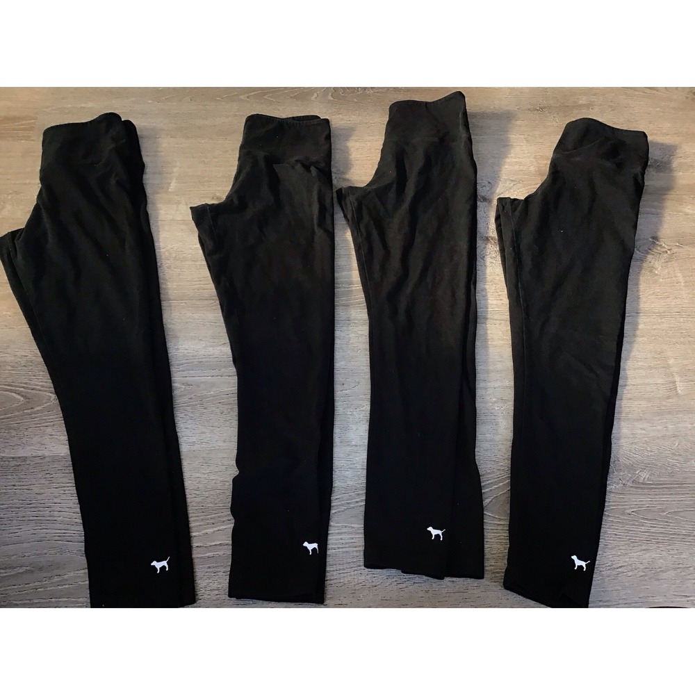 PINK Victoria's Secret Black Leggings Womens Size Medium Yoga Athletic Lot Of 4